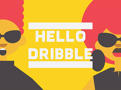 Hello Dribble color flat people retro sunglass