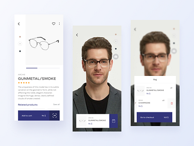 Eyeglasses app app ar basic concept design interface ios mobile ui uiux