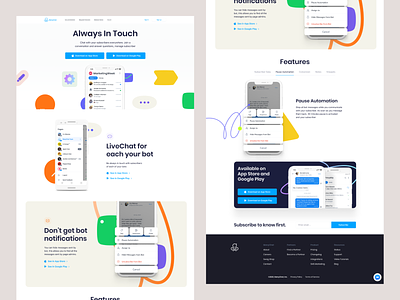 Manychat - Mobile Experience Landing Page animation character chat chat marketing chatbot crypto fintech freelance ios iot manychat minimal mobile mobile app mobile app design mobile design mobile ui