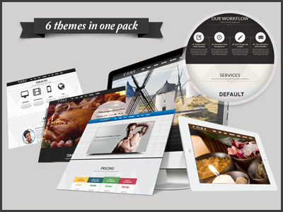 6 WordPress Themes In One Pack! fitness html template multipurpose one page parallex photography portfolio responsive restaurant single page spa theme wordpress themes
