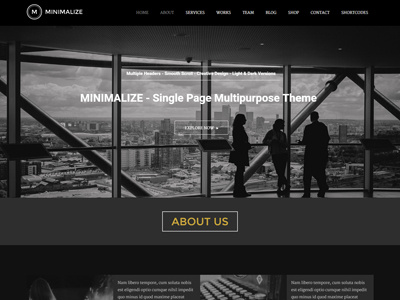 Minimalize Single Page Multi-purpose Theme business minimal portfolio responsive single page theme web web design website wordpress