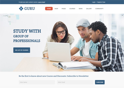 Guru | Learning Management WordPress Theme buddypress e-learning education html5 responsive web web design website