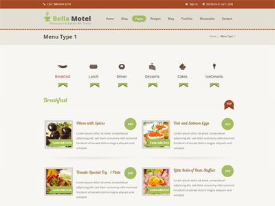 Bella Motel Menu Type bakery bar cafe food restaurant web design wordpress