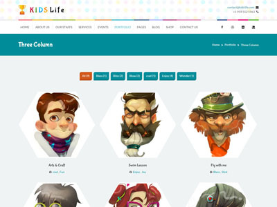 Kids Life Portfolio Page children education school themes web web design website wordpress