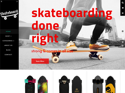 Skateboard Shopify Theme ecommerce full screen shop shopify skateboard theme