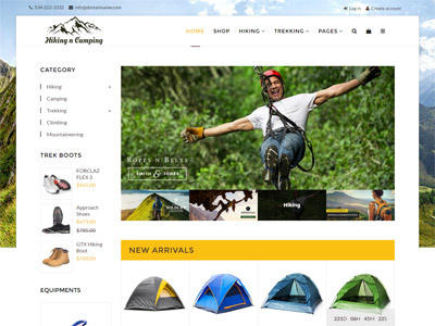 Hiking and Camping Shopify Theme camping ecommerce hiking responsive shopify shopping theme web design website website design