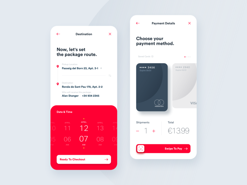Set Destination & Checkout analytics app boxes checkout credit cards data delivery delivery app driver face id interaction interface mobility parcels payment shipping shipping app tracking app ui ux ui ux design