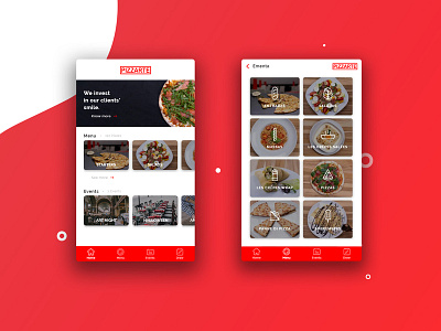 Pizzeria App Homepage & Menu app design food mobile pizza reduce restaraunt