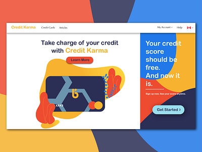 Credit Karma Redesign credit card credit karma flat design landing page ui