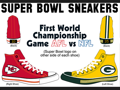 Super Bowl Sneakers Concept - Super Bowl I all stars chuck taylors converse football green bay packers kansas city chiefs logos nfl nike sneakers sports super bowl