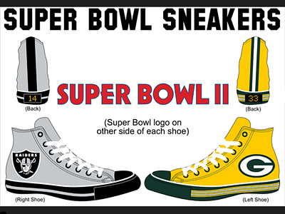 Super Bowl Sneakers Concept - Super Bowl II all stars chuck taylor converse green bay packers logos nfl nike oakland raiders product design sneakers sports super bowl