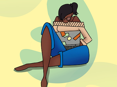 Illustration study: Offsite work girl offsite relax