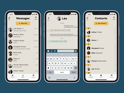 Messenger App app color flat messenger app typography ui ux