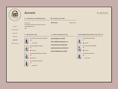 The Cellar Account Page branding color design ecommerce flat typography ui ux web
