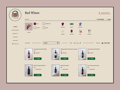 The Cellar Search Page branding color design ecommerce flat icon photography typography ui ux web