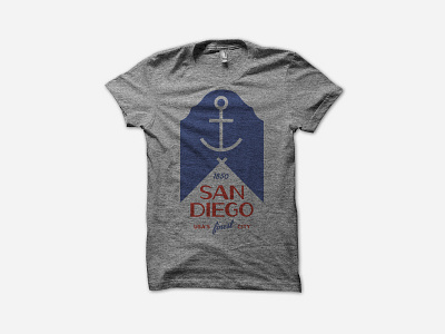 America's Finest City blue illustration logo lost type red san diego tshirt