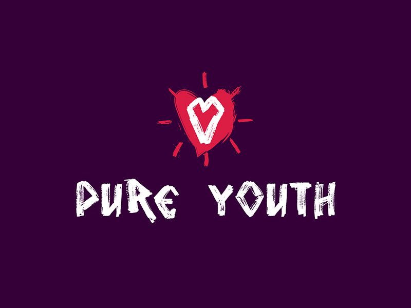 Pure Youth - Branding Concept focus hand-drawn heart illustration logo non-profit purple