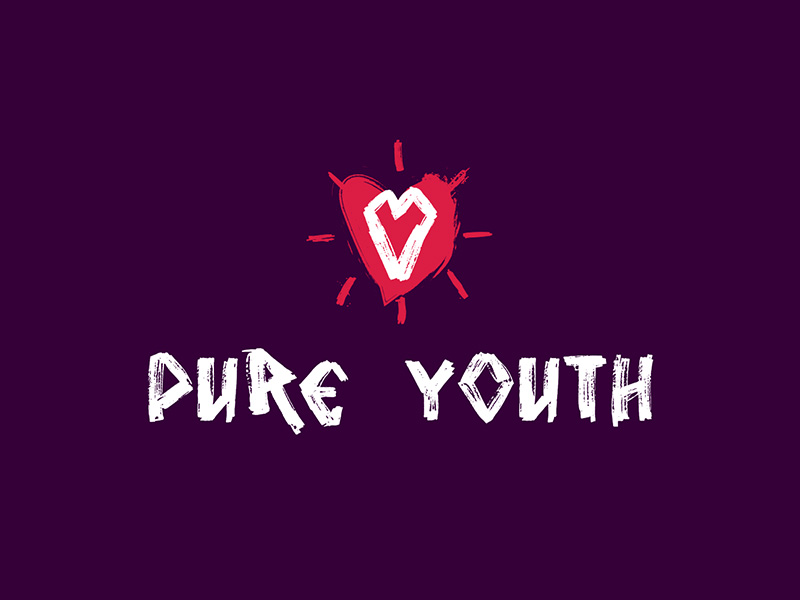 Pure Youth - Branding Concept focus hand drawn heart illustration logo non profit purple