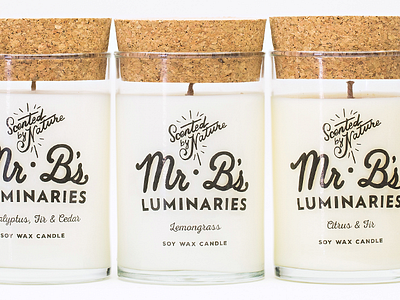 Mr B's. Luminaries Rebrand brand branding candle illustratration logo shop soap
