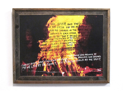 Live By The Spirit art bible fire frame galatians wood