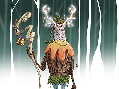 spirit forest art cartoon cartoon character conceptart digital drawing enviroment magic painting videogames