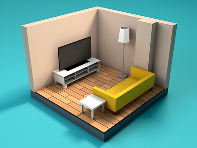 First Low Poly Room 3d basic living room low poly lowpoly room