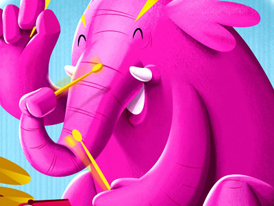 Elephant drumming drum elephant illustration pink pop texture tommydoyle