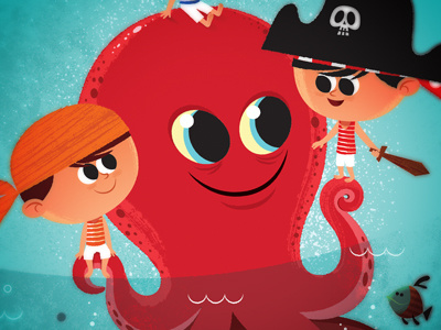 Tiny Pirates illustration kids octopus pirate texture tommydoyle vector