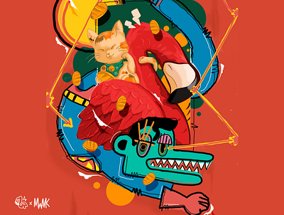 copterus ft mank artwork character illustration design design character digital illustration flamingo graphic design illustration neko superhero