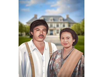 Illustration of father and mother