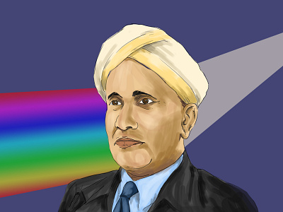 CV Raman digital painting illustration nobelprizewimmer physics ramaneffect