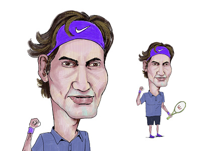 Federer digital painting digitalillustaion federer goat illustration tennis