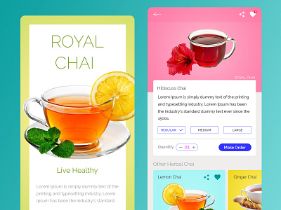 Online Tea herbal curcumin ayurvedic tea mobile app mobile app design mobile application design mobile ui online tea shop order tea online