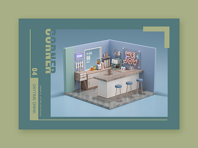 A corner of the drink bar bar cinema 4d corner design drink