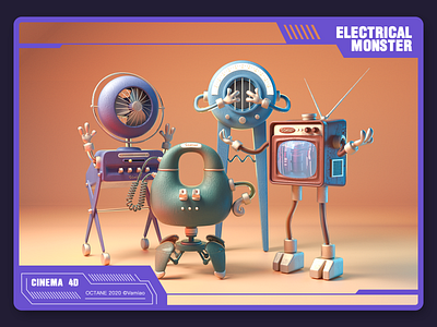 ELECTRICAL MONSTER cinema 4d design realistic