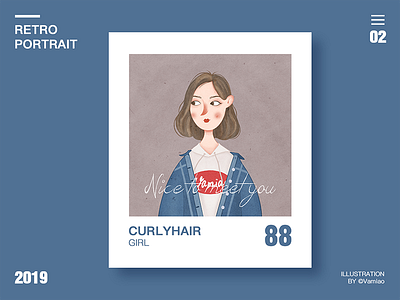 Curly hair girl design illustration