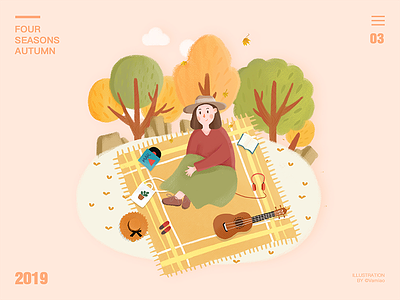 Four seasons 03autumn autumn design illustration picnic season
