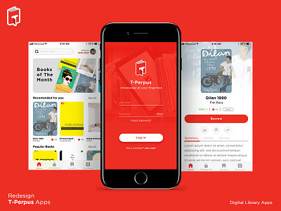Redesign T-Perpus (Digital Library Apps) apps book design digital ebook ebooks interface library library app redesign ui uidesign ux ux design