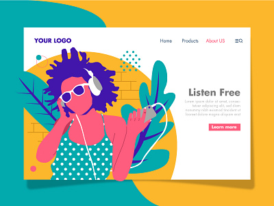 Listen Free dance drawing editorial illustration landing landing page music page ui vector