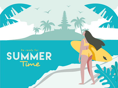 Summer Time beach design drawing editorial flat design illustration landing page summer vector web