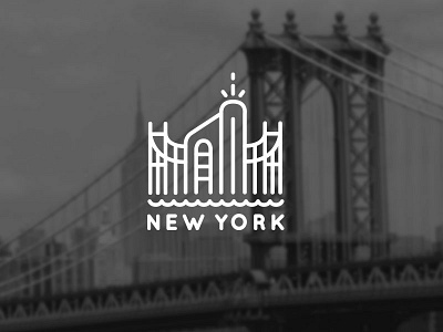 New York bridge building empire state building iconography landmark line art logo minimalist new york