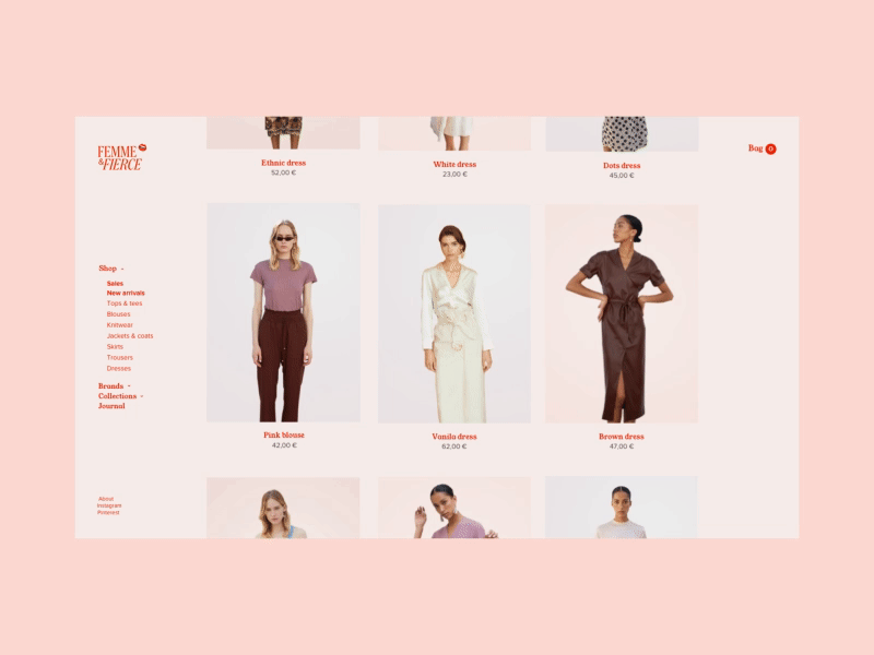 Femme&Fierce animation app design ui ux web website