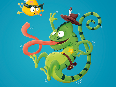 Gobb'it chameleon cowboy illustration nantes sheriff