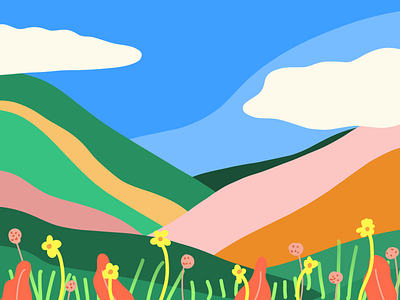 The Good Place 2d blue colours doodle illustration illustrator landscape minimal pink procreate vector