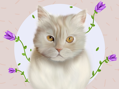 Neko ♥️ cat cute draw flowers illustration painted persiancat procreate purple