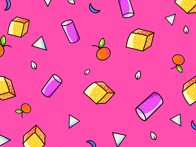 Pink Pattern cubes culinder doodle illustration illustrator minimal oranges pattern design pink procreate shapes vector