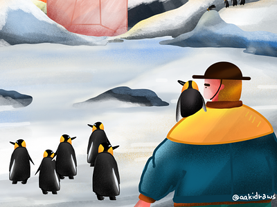 The Curious Archeologist antartica blue ice illustraion penguins perfume procreate vector