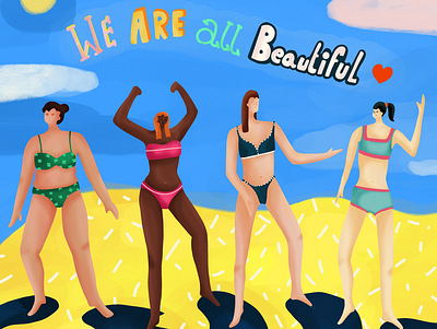 Beautiful Women beach beautifulwomen digital art girls illustration procreate strongwomen swimsuit women in illustration