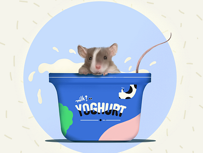 Oops! blue bright curd digital art draw food illustration mouse procreate youghurt