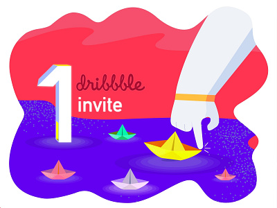 1x Dribble Invite 2d blue clean color concept cute debut giveaway illuatration invitation invitation card invitation design invite join member minimal one pink prospect vector